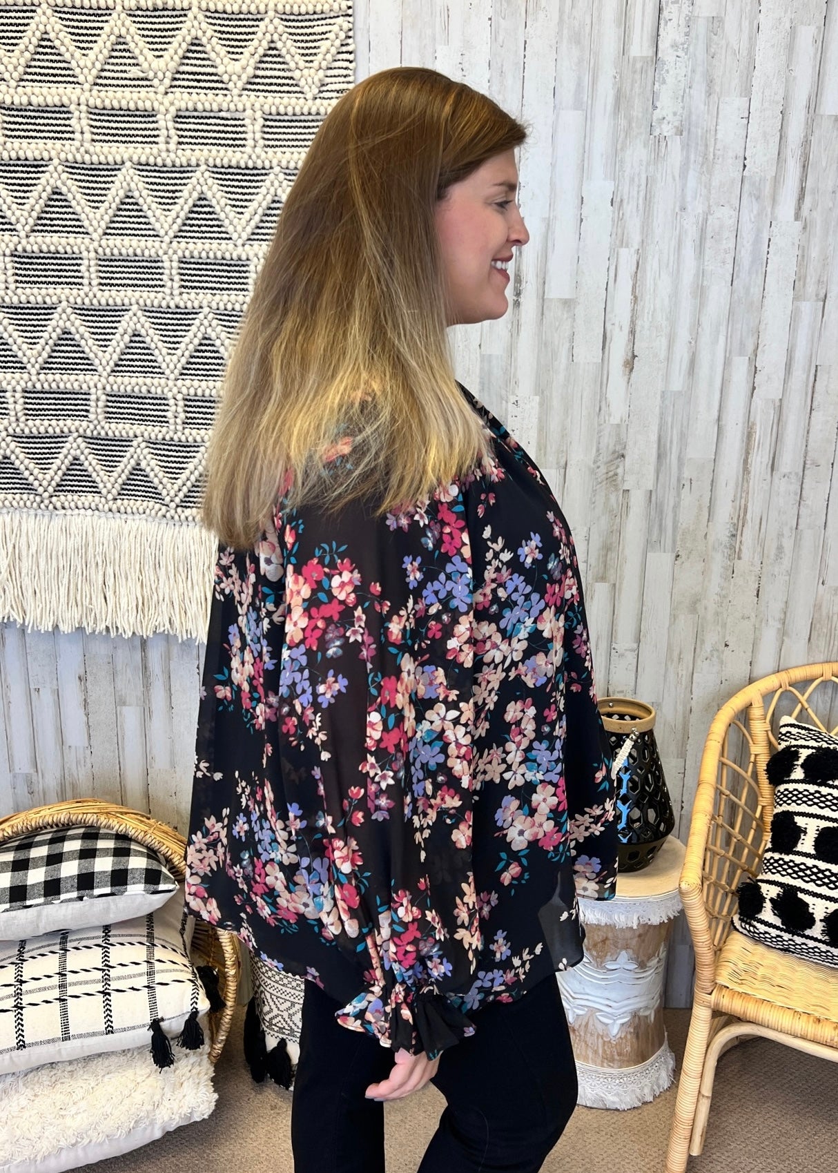 Simple Romance Black Plus Size Floral Top-Shop-Womens-Boutique-Clothing