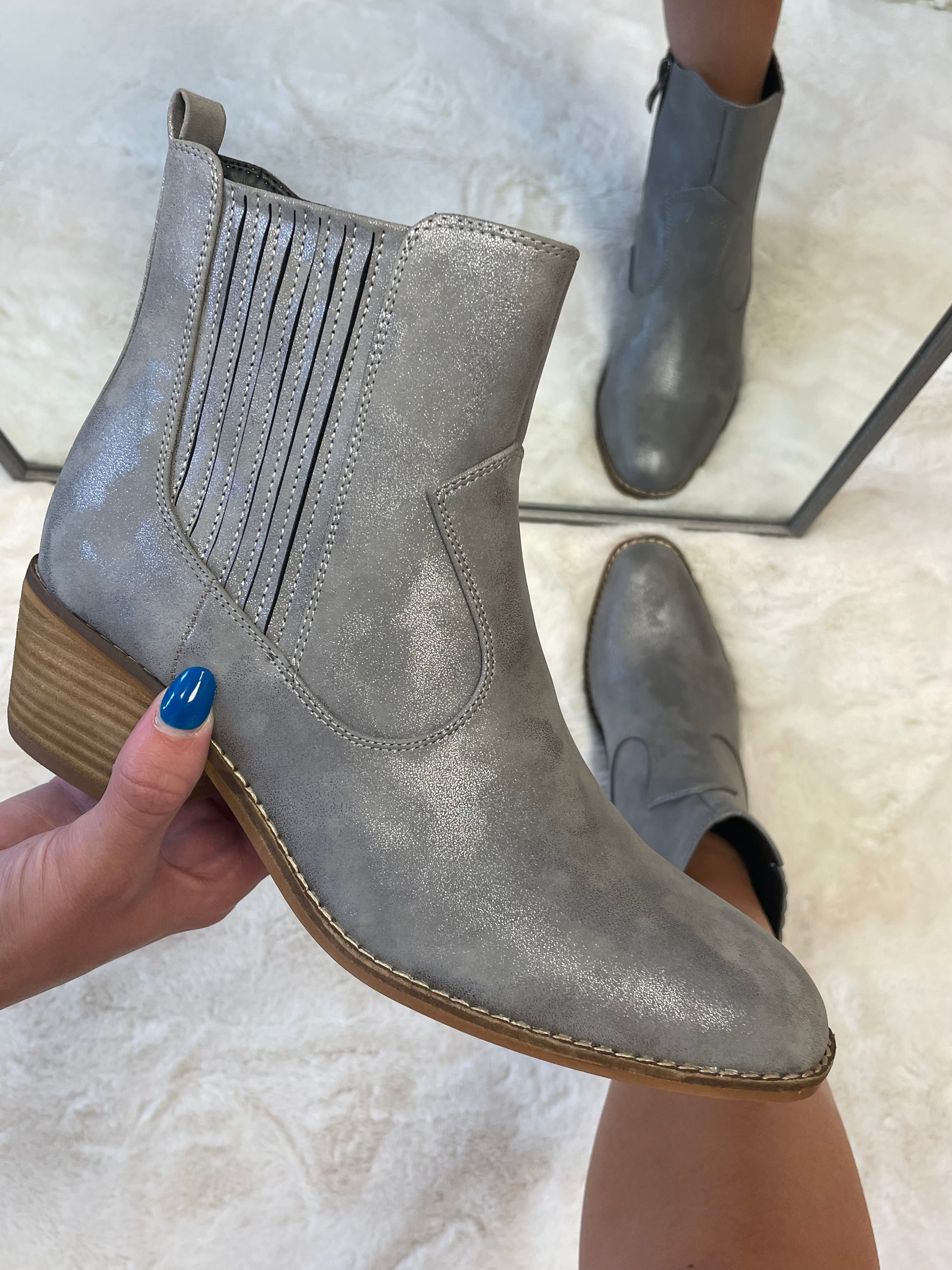 Tori Grey Metallic Boots-Shop-Womens-Boutique-Clothing