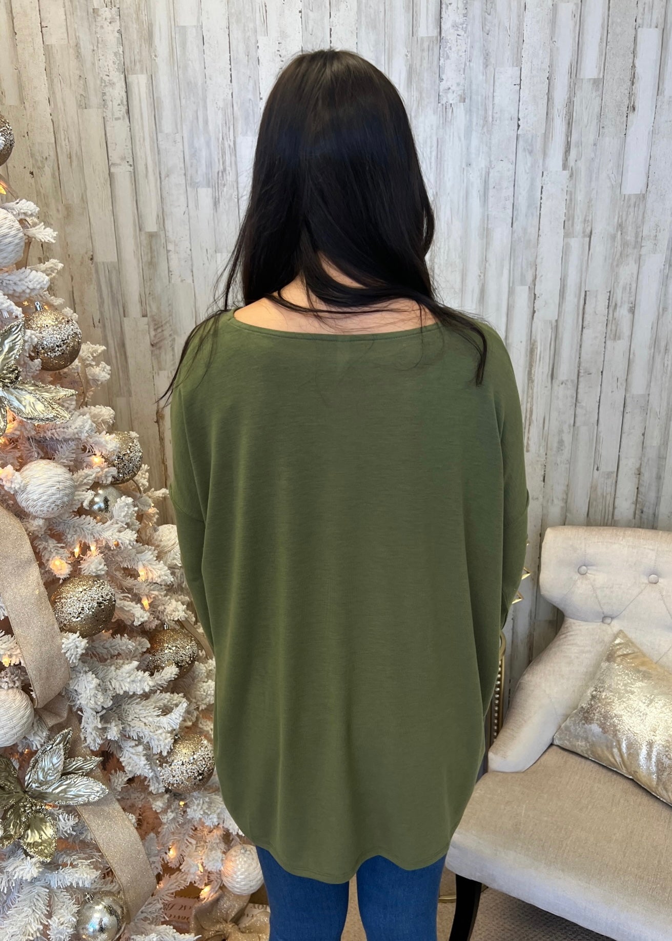 Living Lazy Olive Round Neck Knit Top-Shop-Womens-Boutique-Clothing