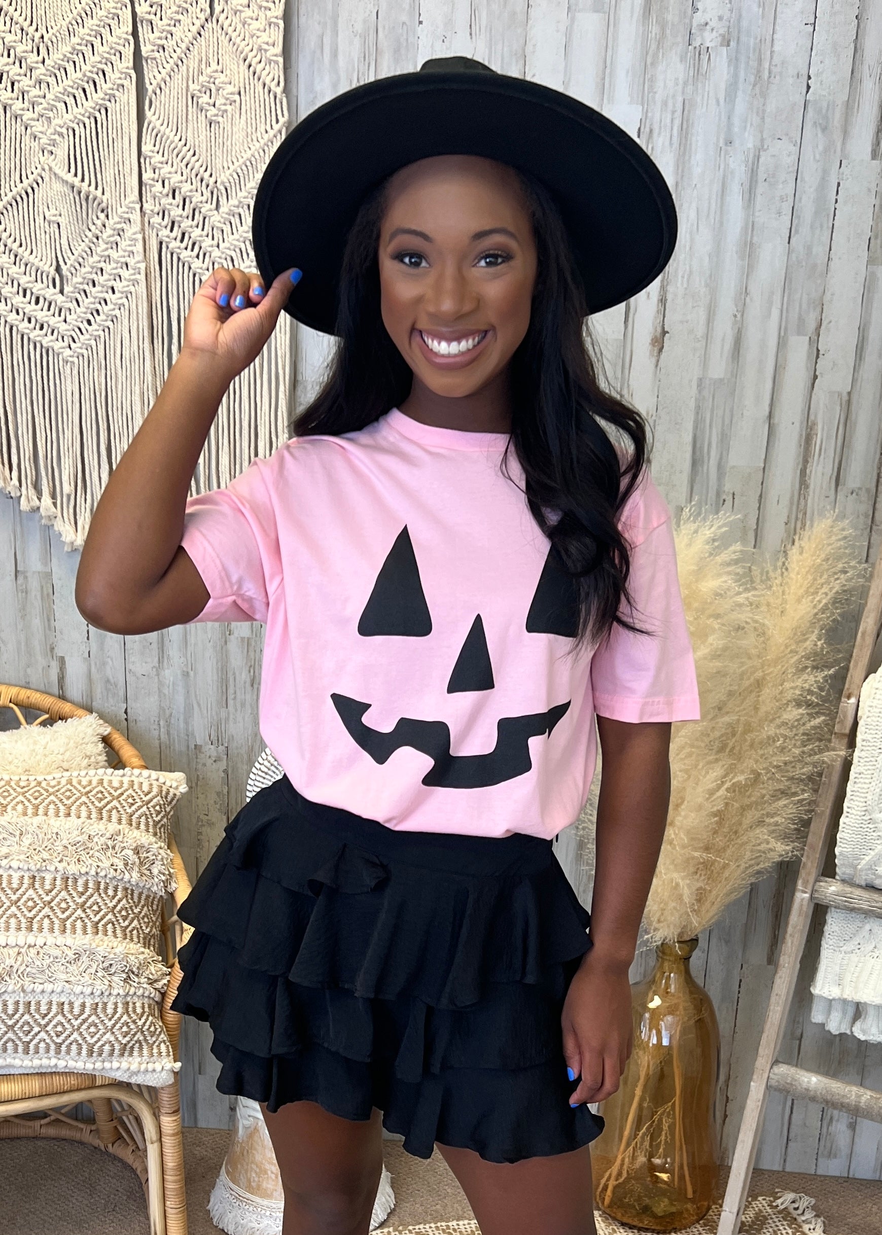 Pink Jack O Lantern Tee-Shop-Womens-Boutique-Clothing