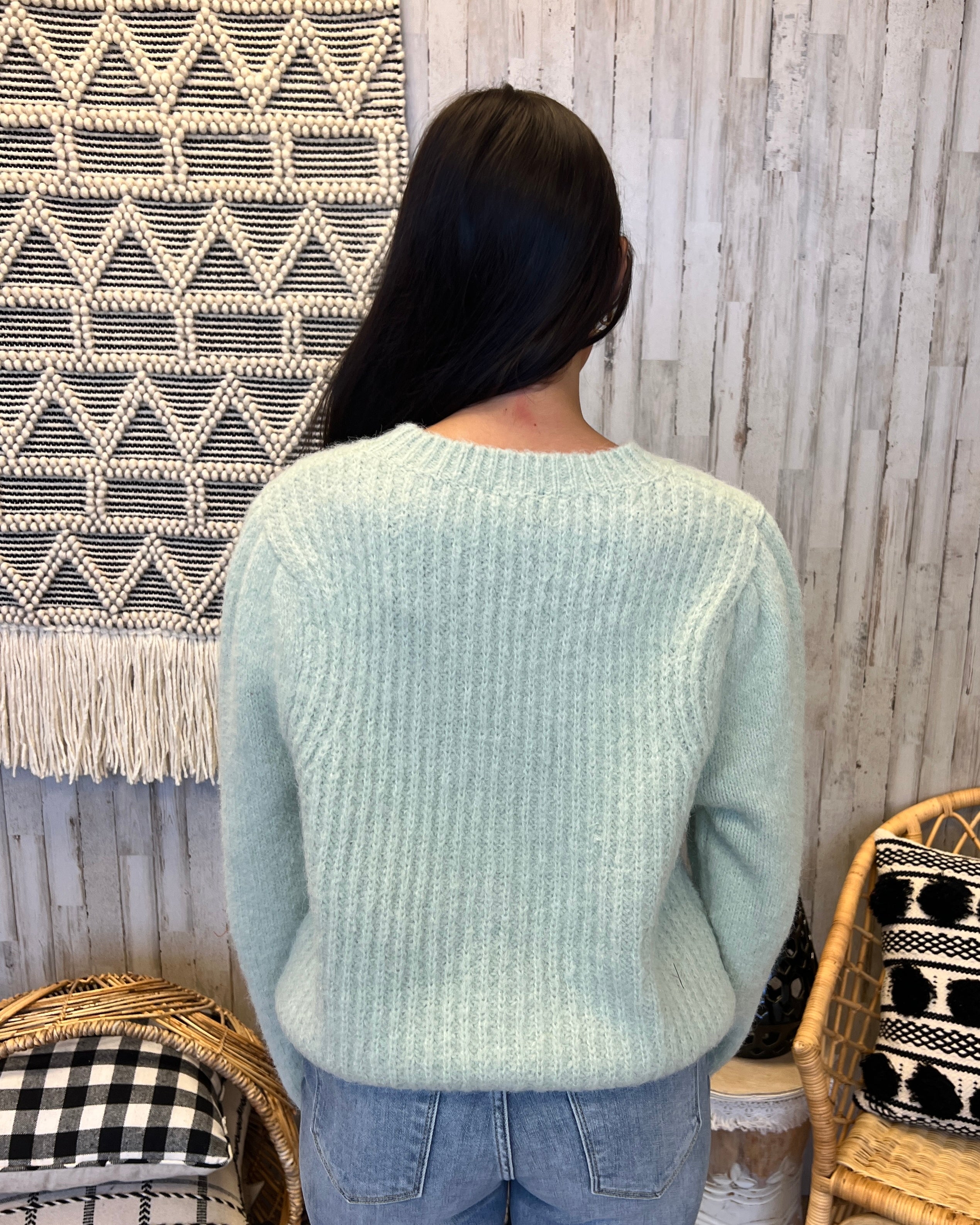 Making Changes Sage Puff Sleeve Sweater-Shop-Womens-Boutique-Clothing