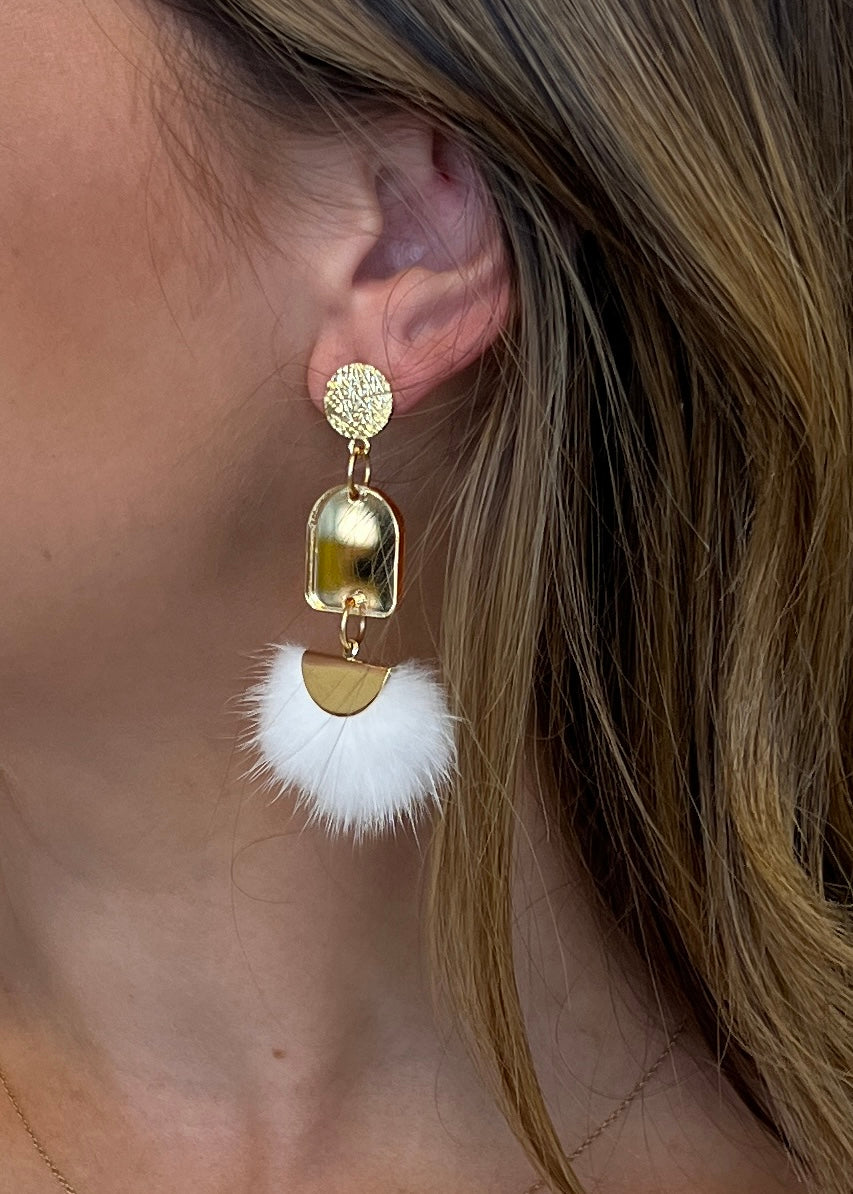 Good as Gold White Puff Earrings-Regular-Shop-Womens-Boutique-Clothing