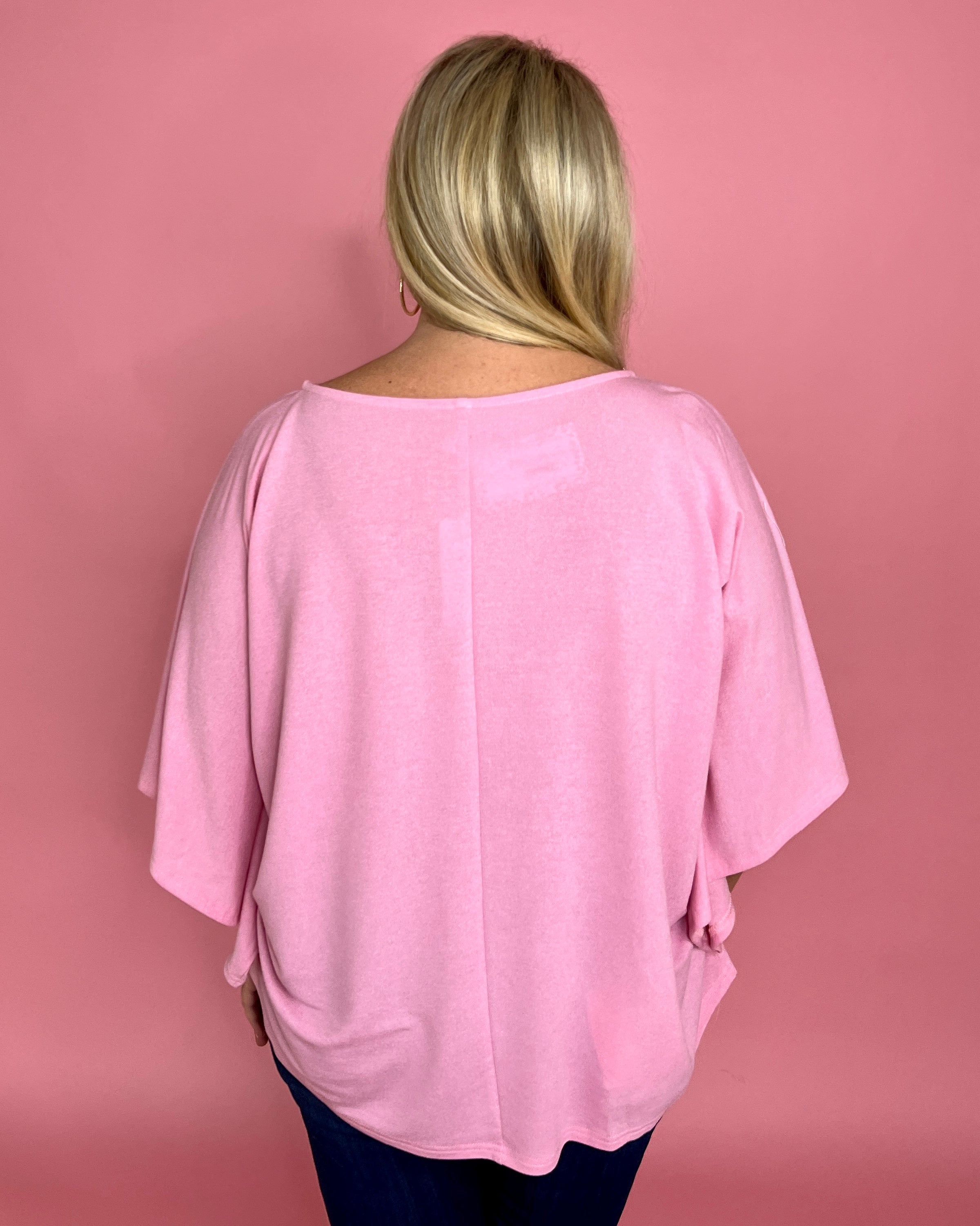 Our Story Pink Plus Kimono Sleeve Knit Top-Shop-Womens-Boutique-Clothing