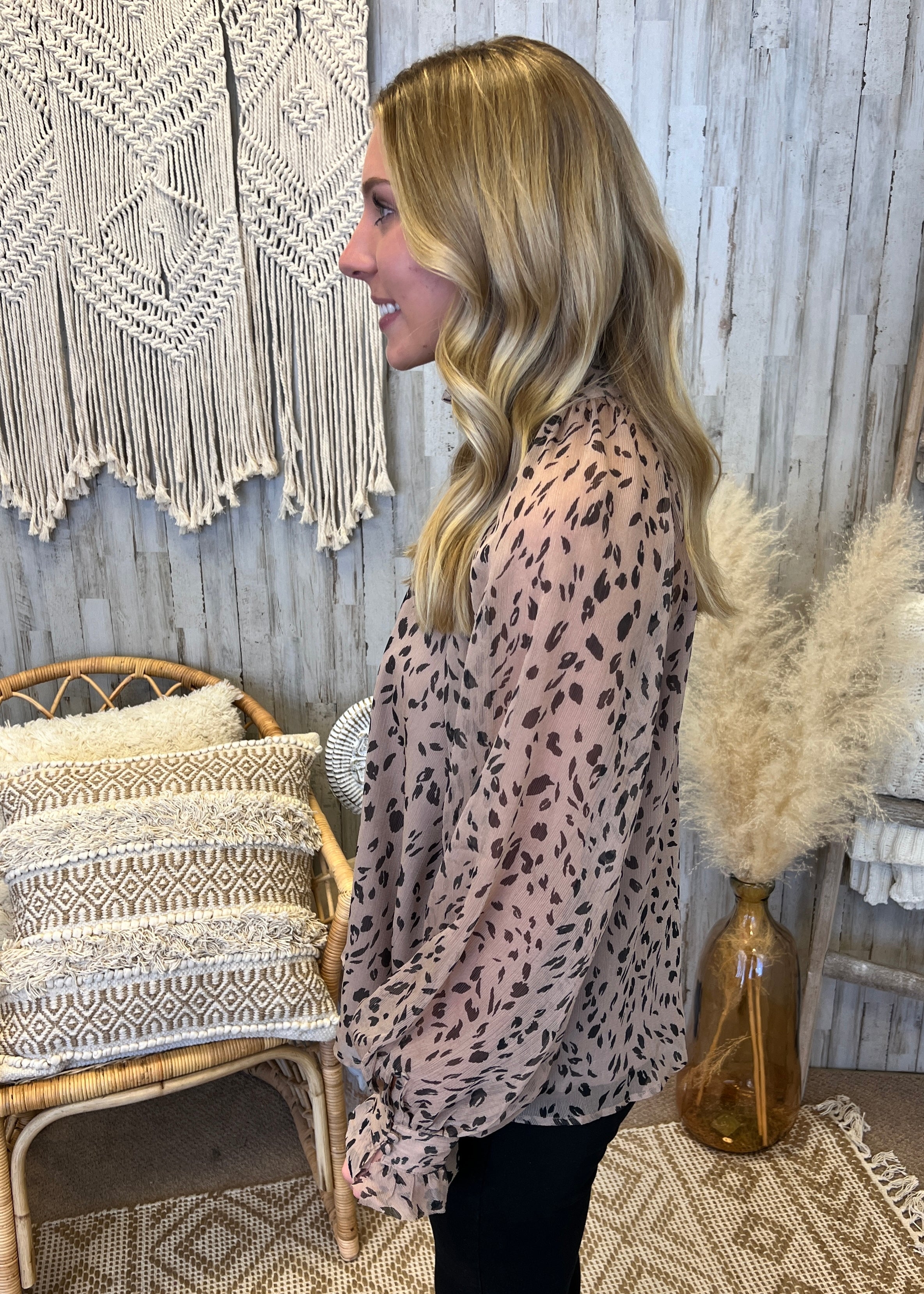 Where You Left Me Mocha Multi Leopard Print High Neck Top-Shop-Womens-Boutique-Clothing