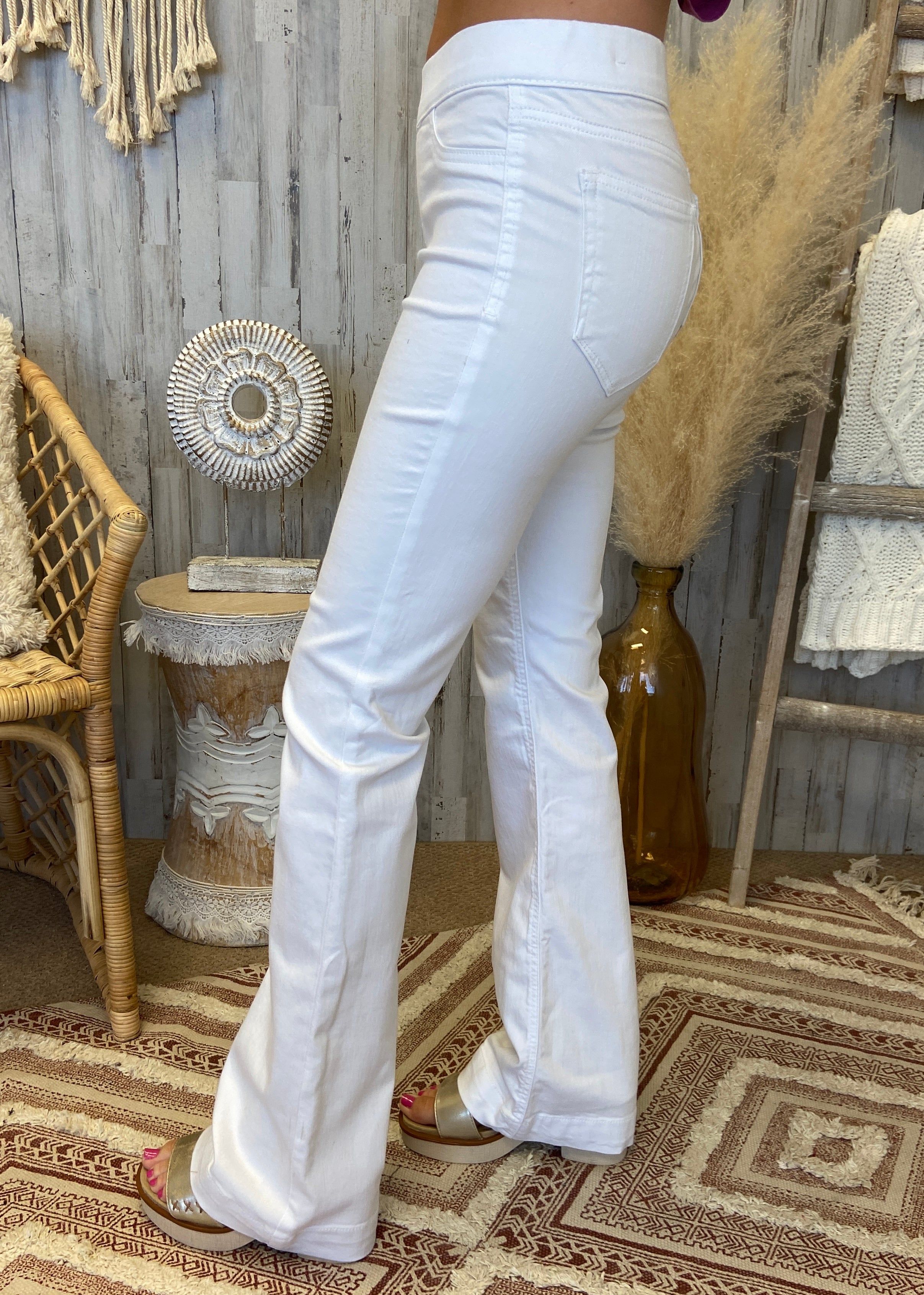 Basic Needs White Flare Pants-Shop-Womens-Boutique-Clothing