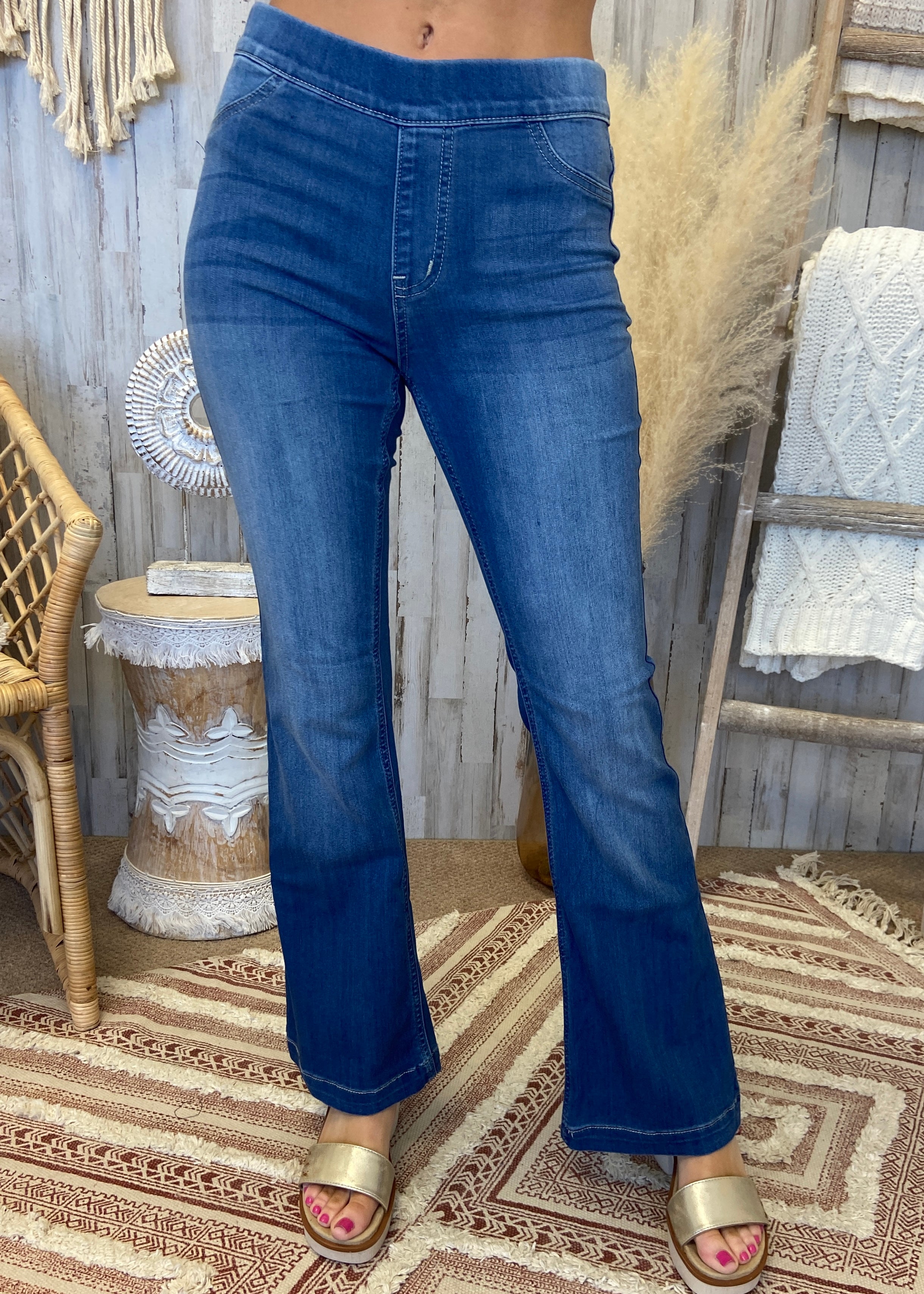 Basic Needs Medium Denim (Short) Flare Pants