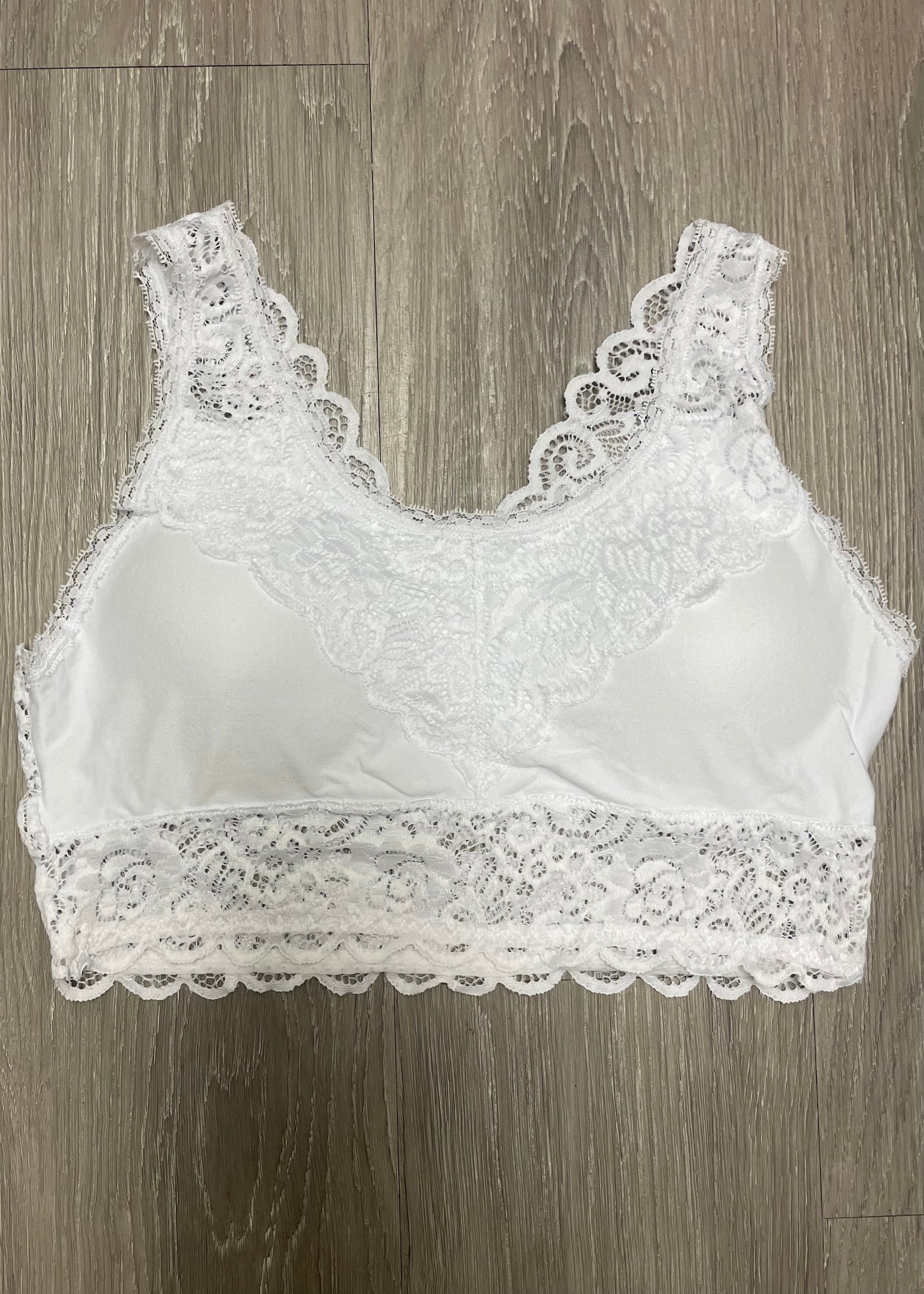 Divine Comfort Plus White Padded Lace Bralette-Shop-Womens-Boutique-Clothing