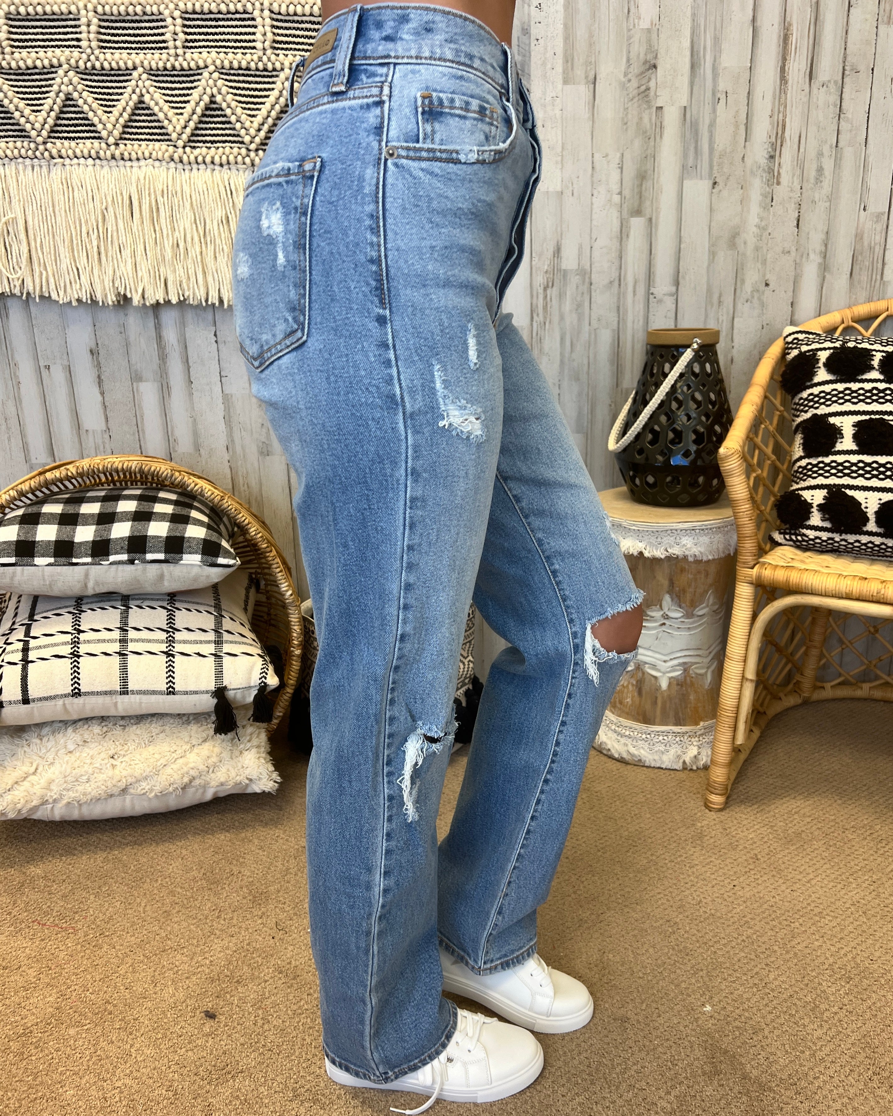 Your Move Light Denim Super High Rise Destroy Dad Jean-Shop-Womens-Boutique-Clothing