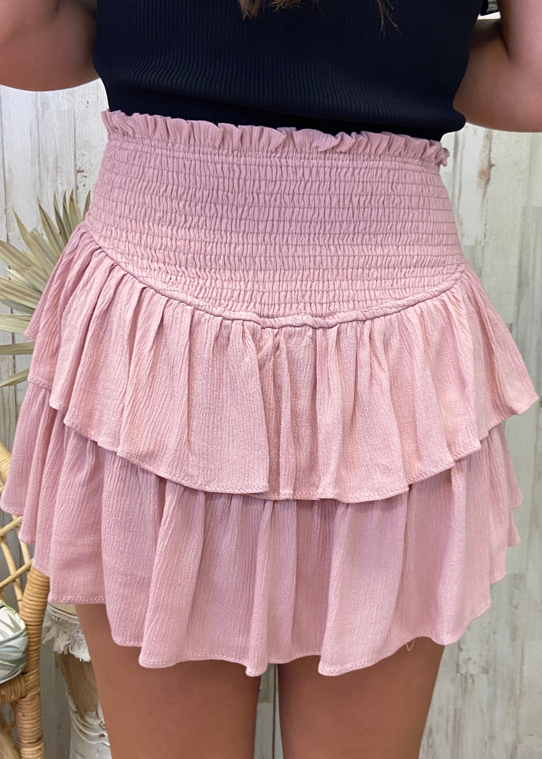 Sweet Illusion Dusty Pink Smocked Skort-Shop-Womens-Boutique-Clothing