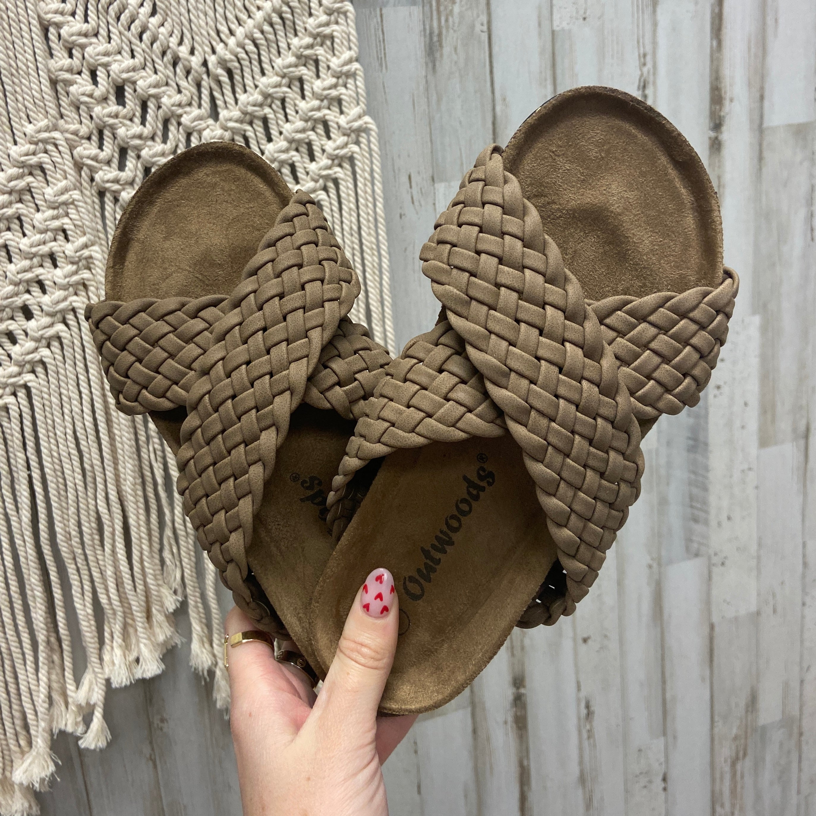 Tanner Taupe Woven Slides-Shop-Womens-Boutique-Clothing