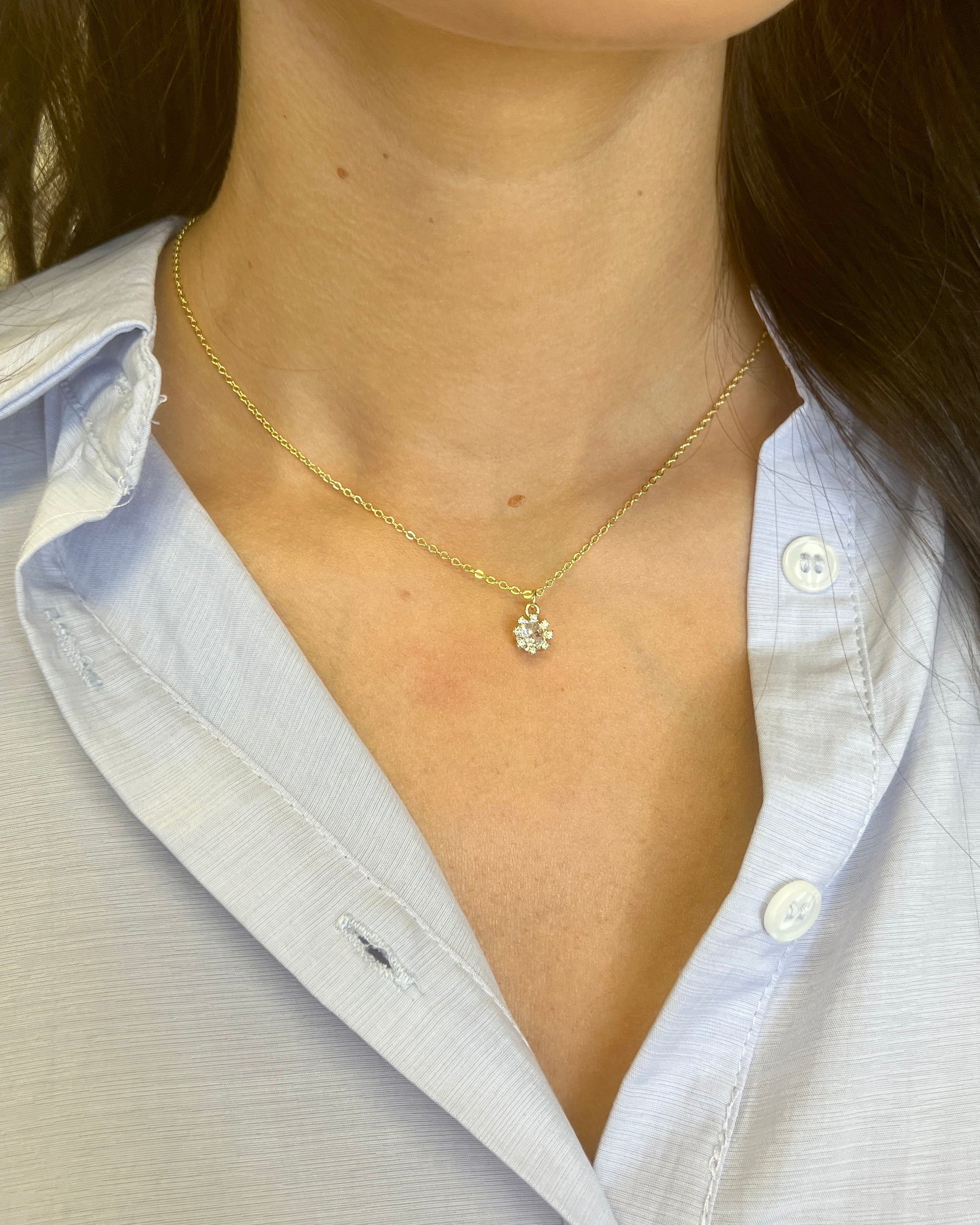 Jewel Diamond Center Necklace-Regular-Shop-Womens-Boutique-Clothing